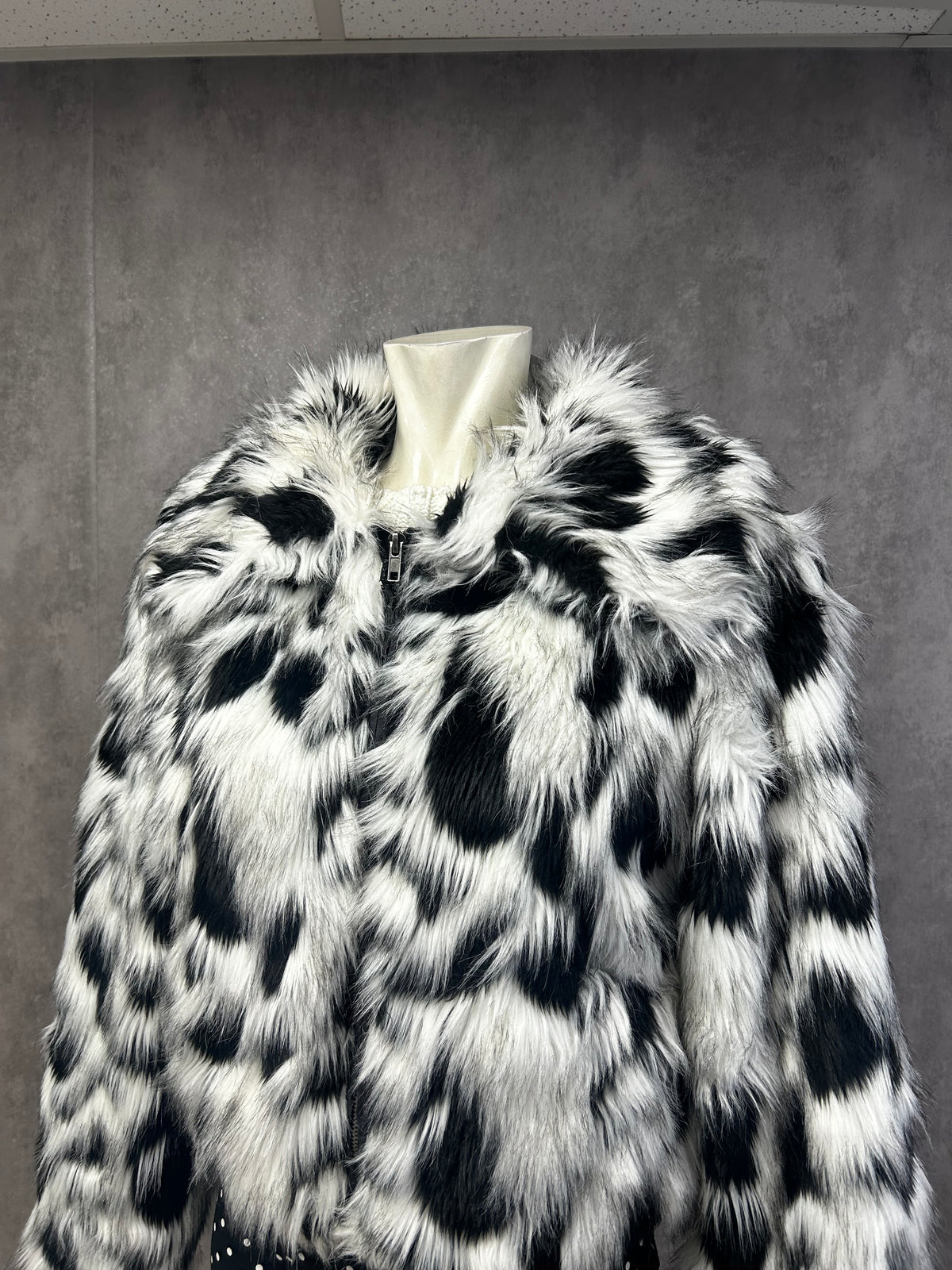 Y2K cow print fur coat