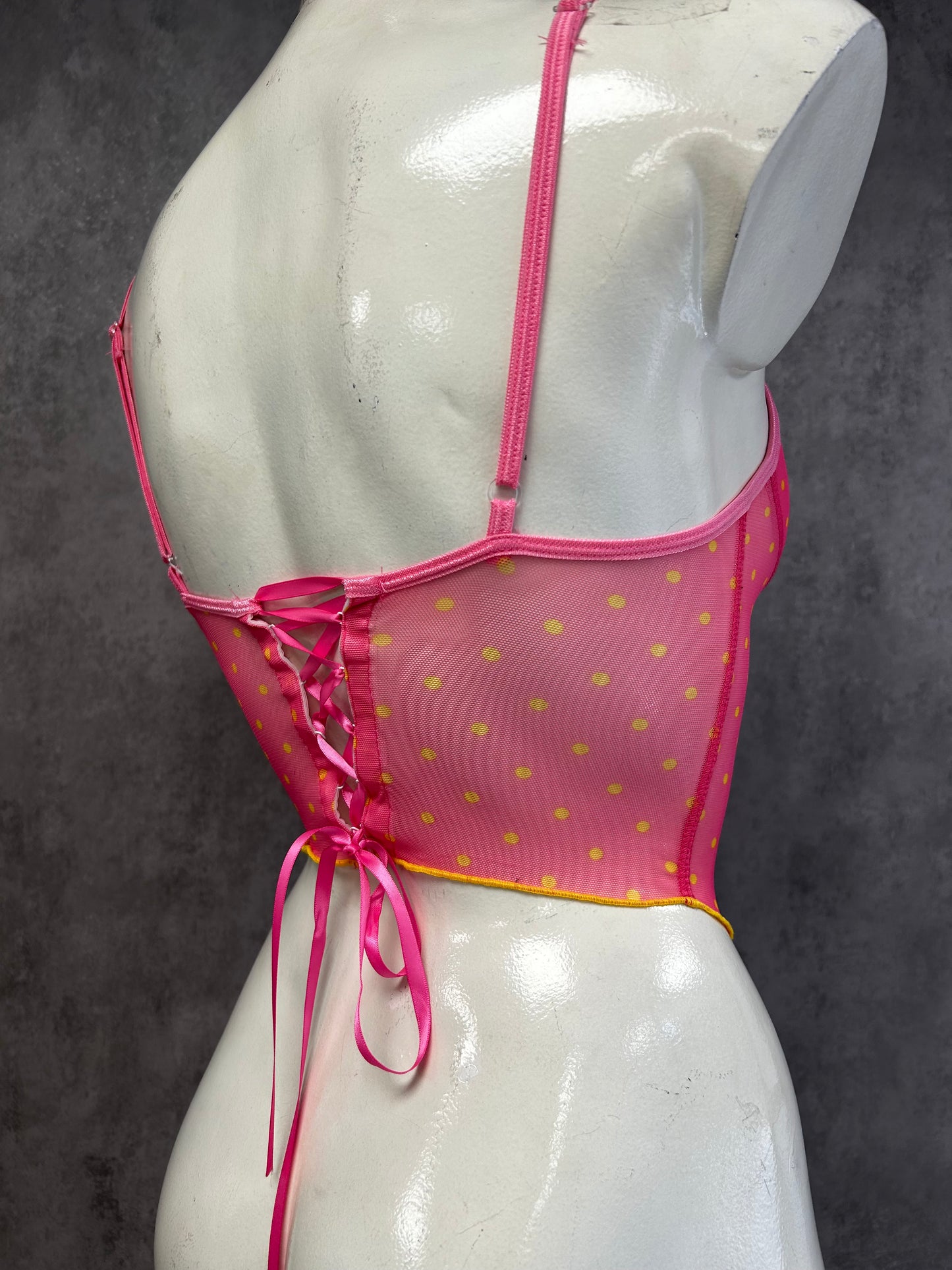 Y2K Deadstock polka dot corset top