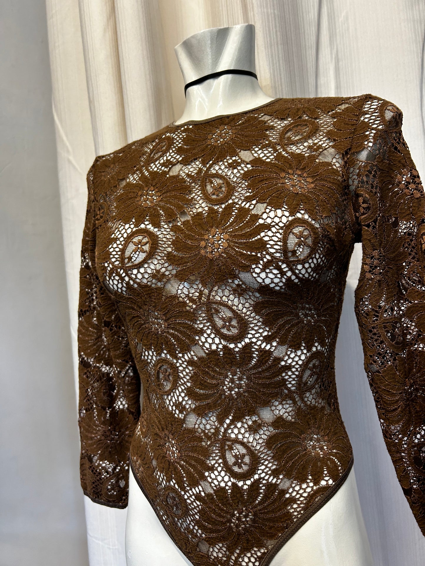 Vintage brown lace bodysuit