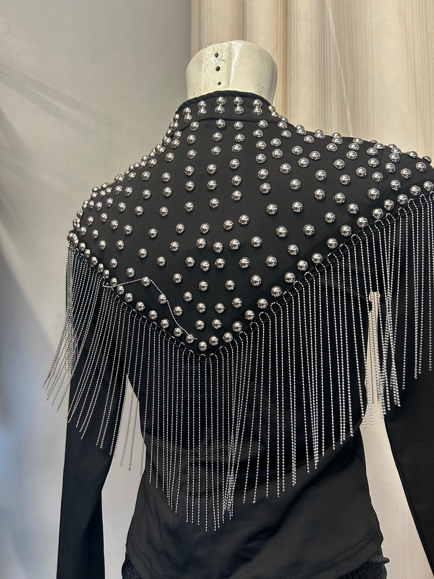 Black zipper top with metal studs