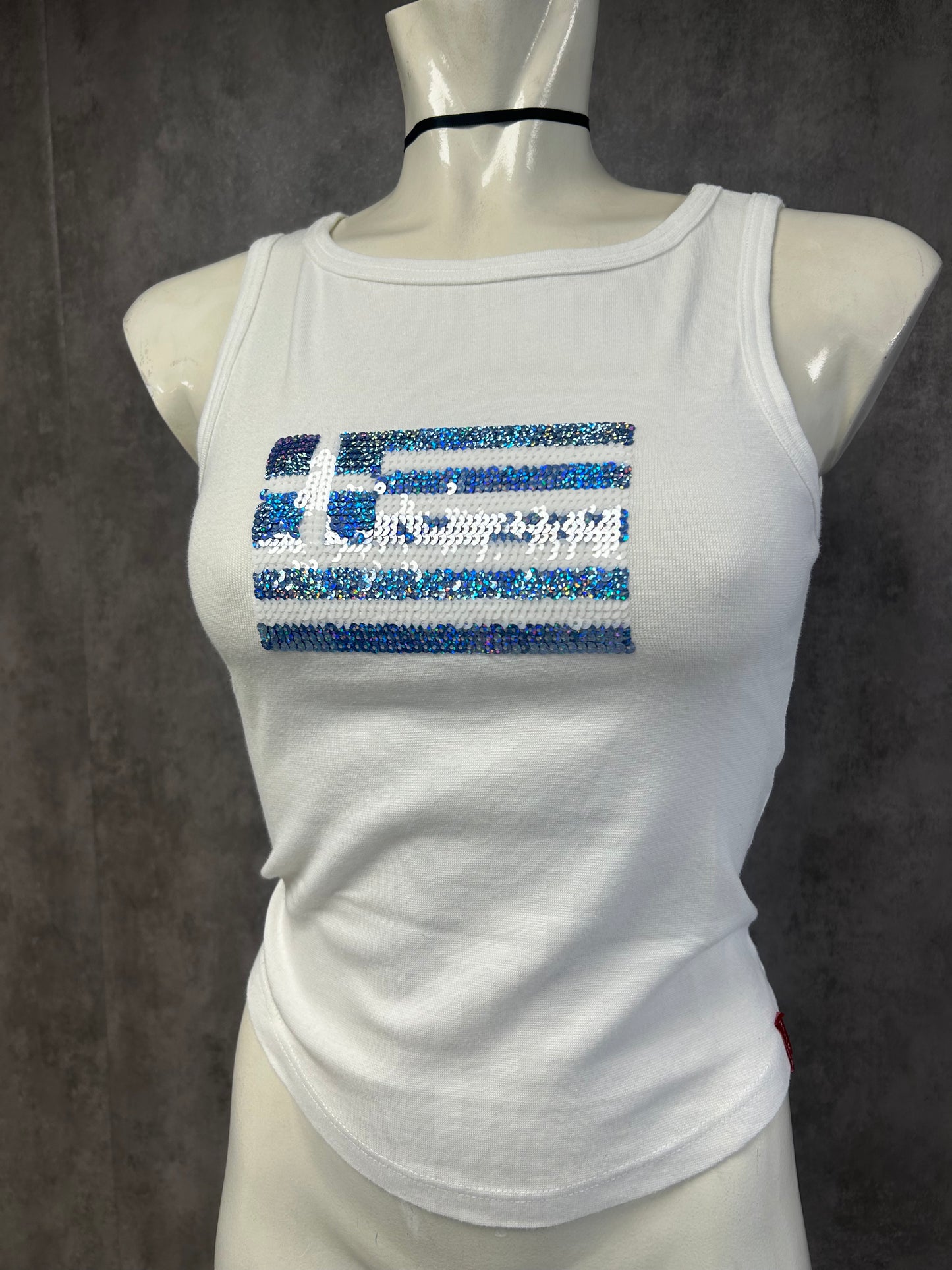 Eurovision 2004 sequin Greek flag top