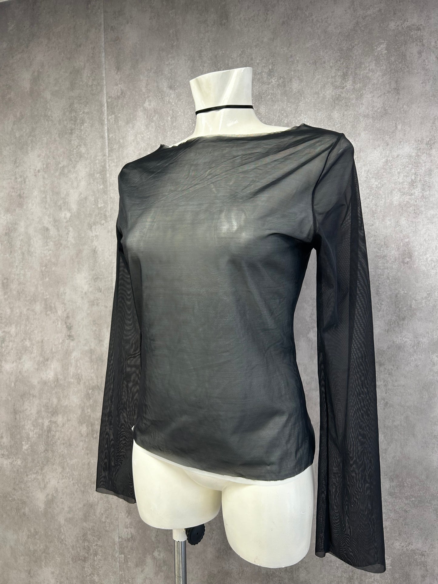 Y2k black mesh top
