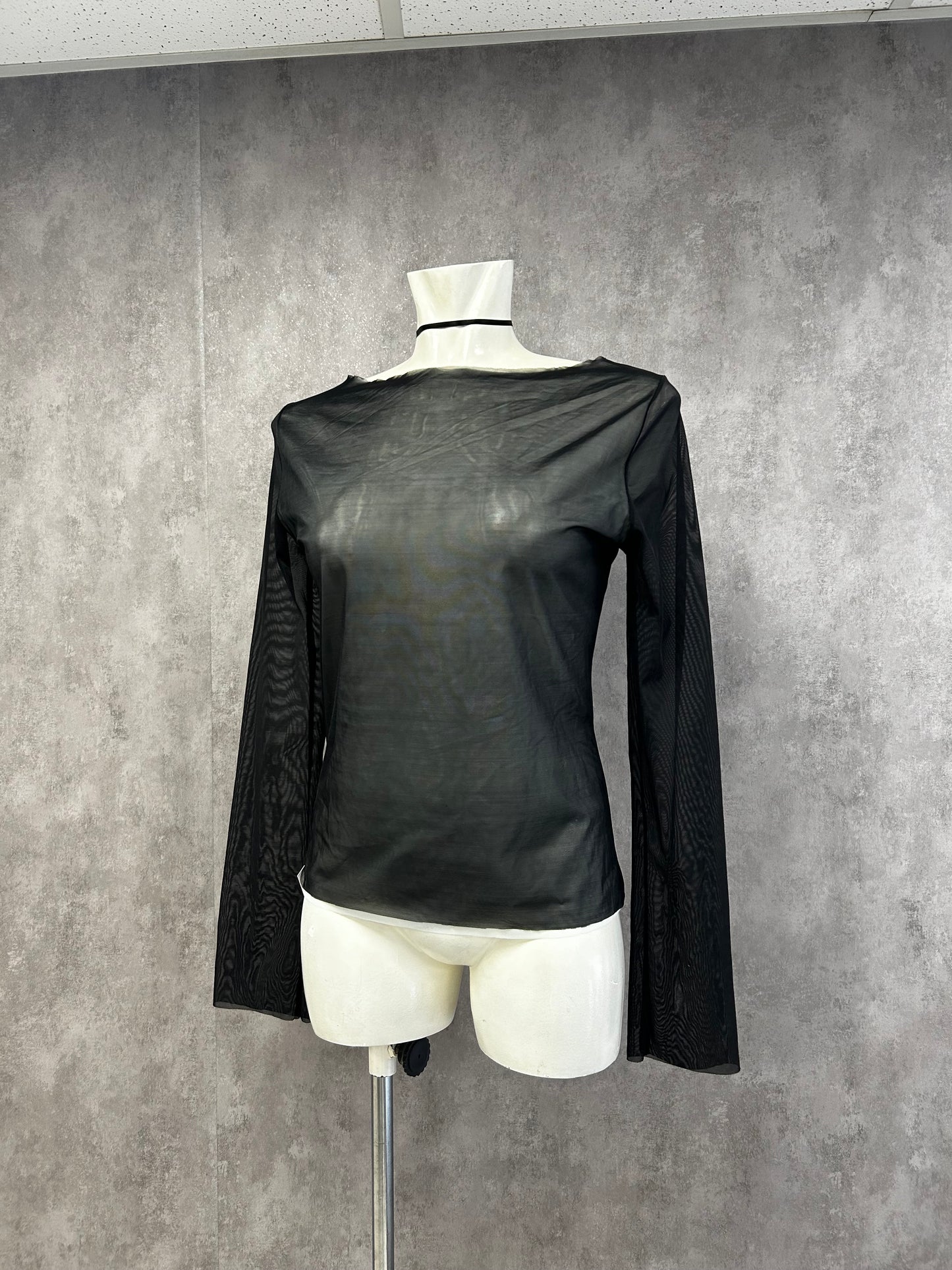 Y2k black mesh top