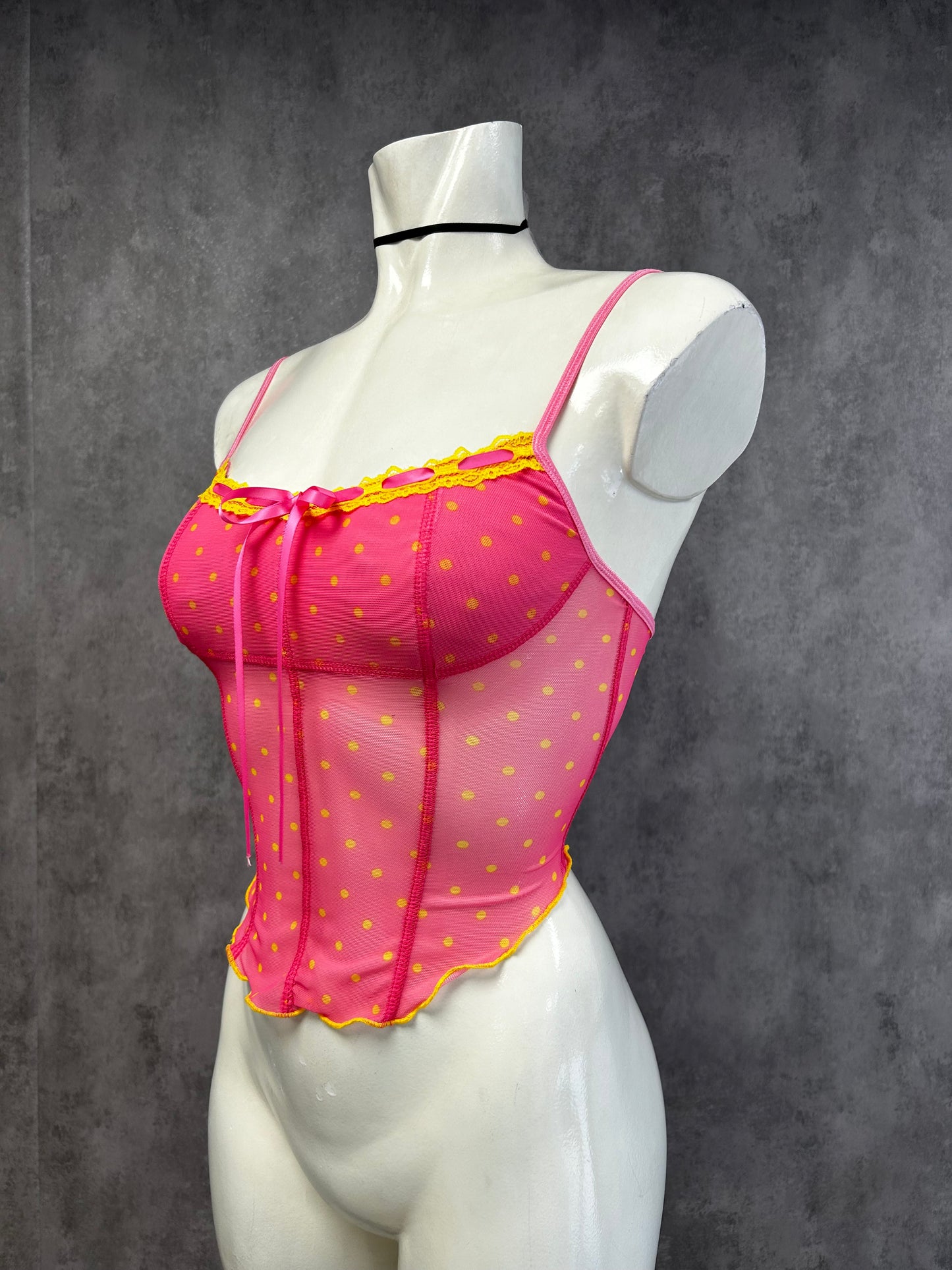 Y2K Deadstock polka dot corset top