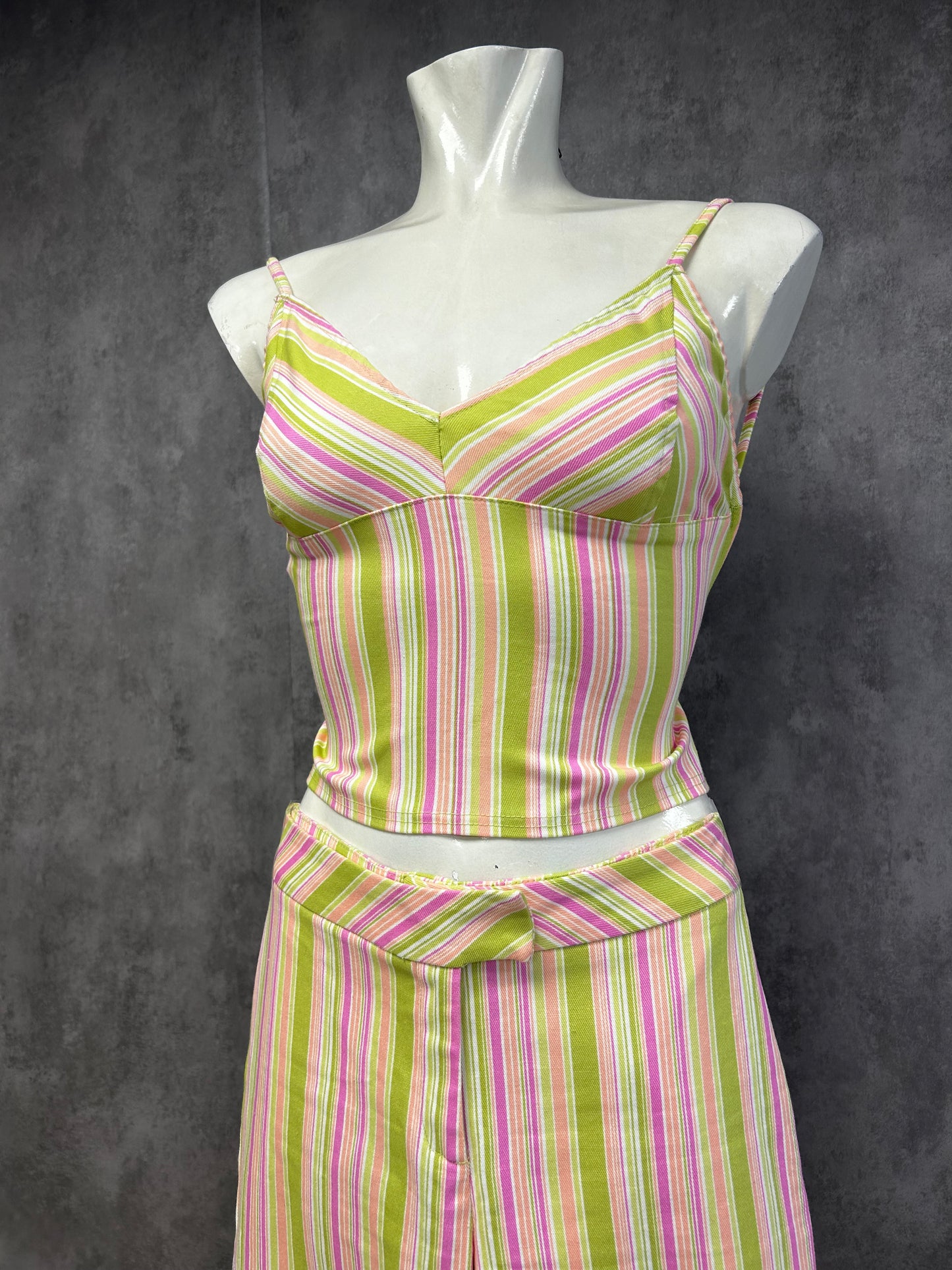 Y2K backless striped top