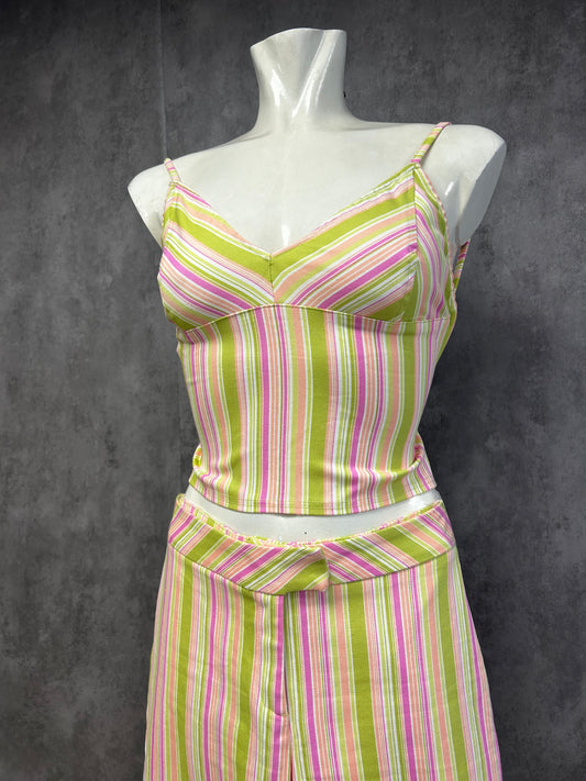 Y2K backless striped top