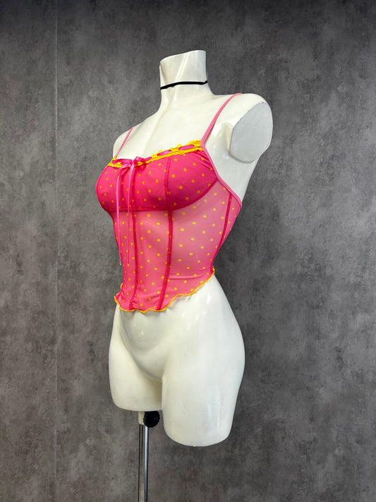 Y2K Deadstock polka dot corset top