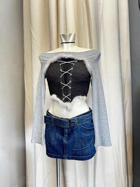 Y2K trf mini skirt with belt