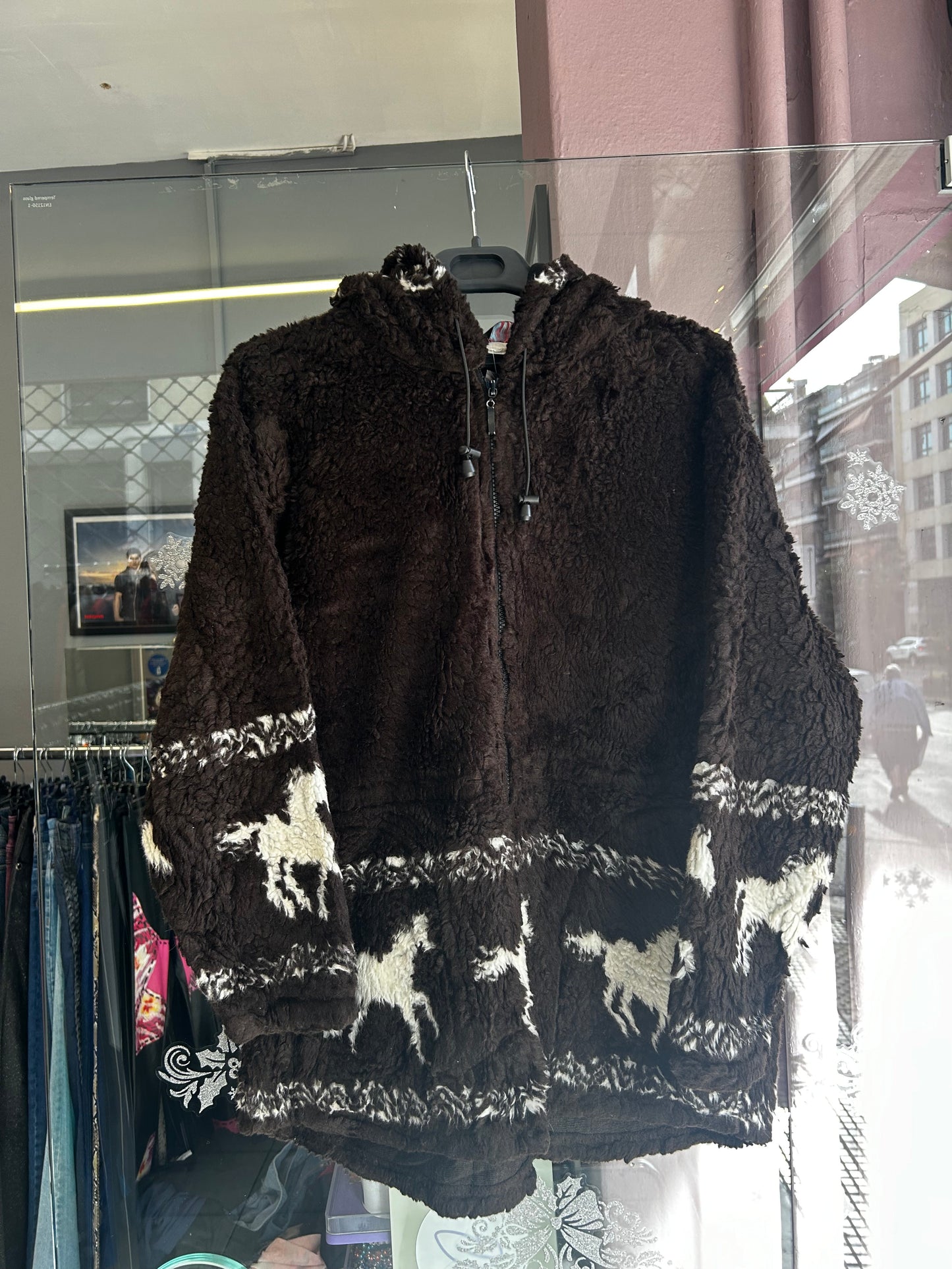 Vintage brown thick fleece jacket