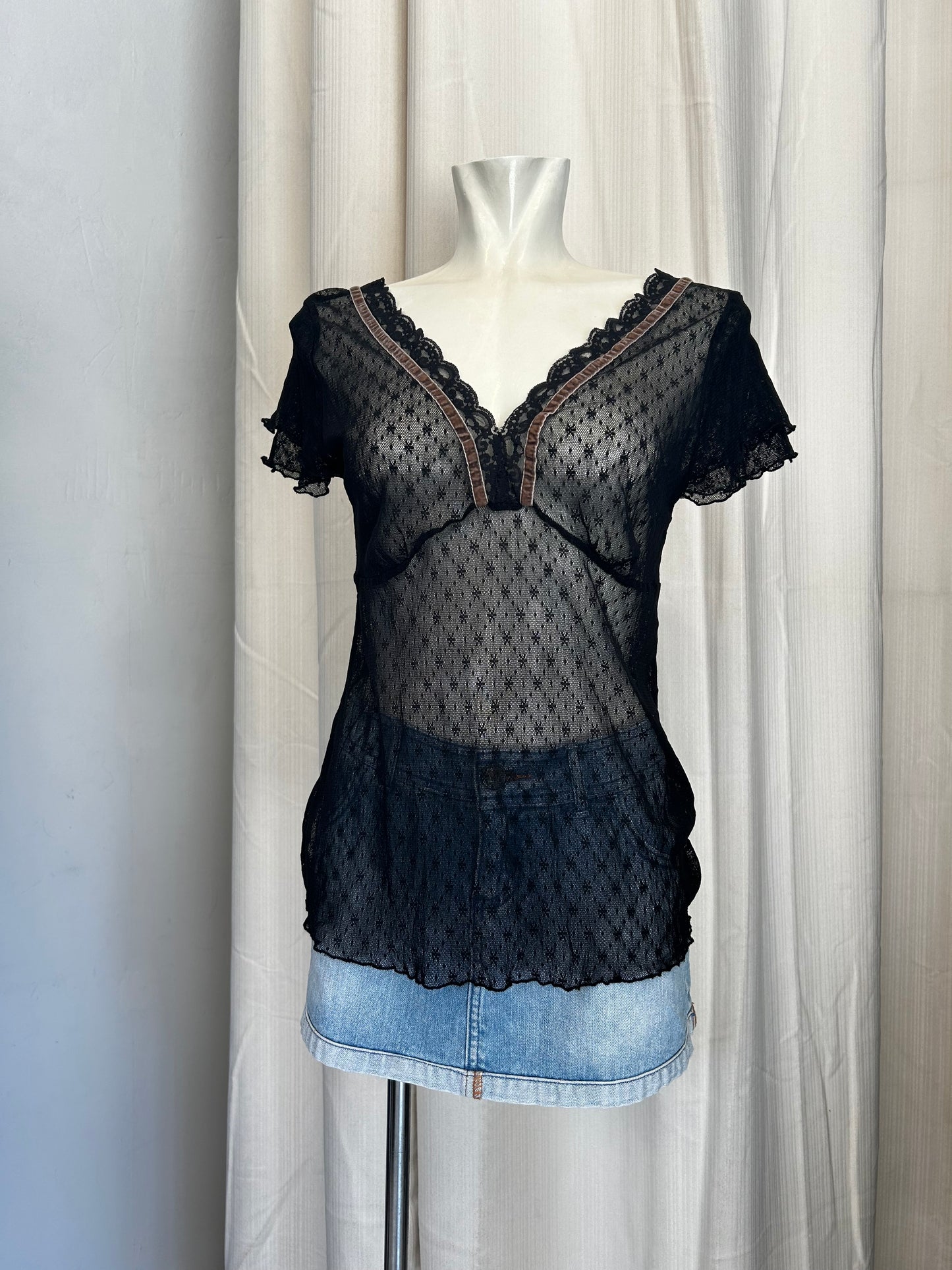 Black mesh top