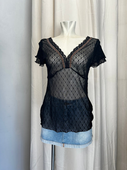 Black mesh top