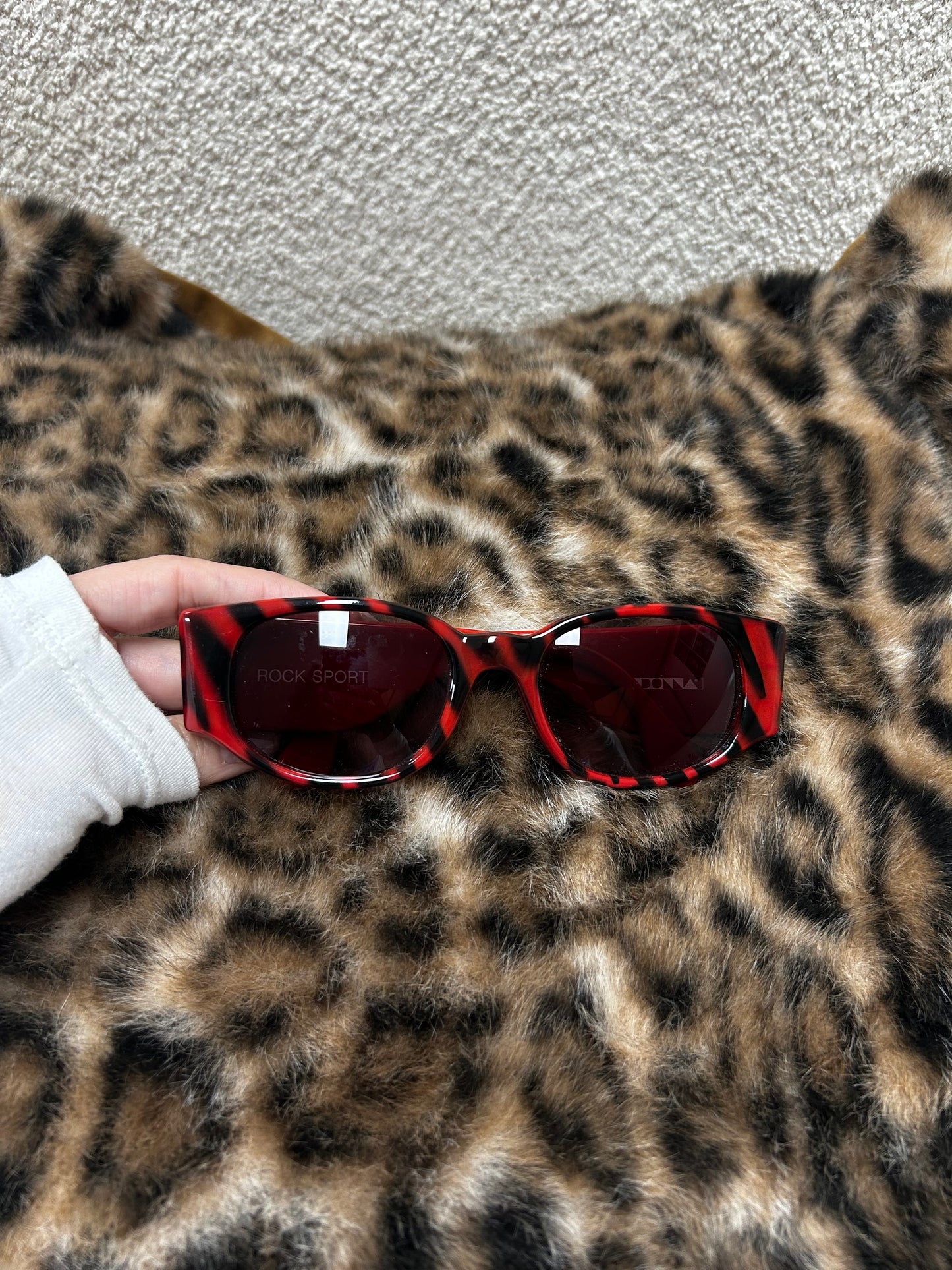 Y2K tiger print red sunglasses
