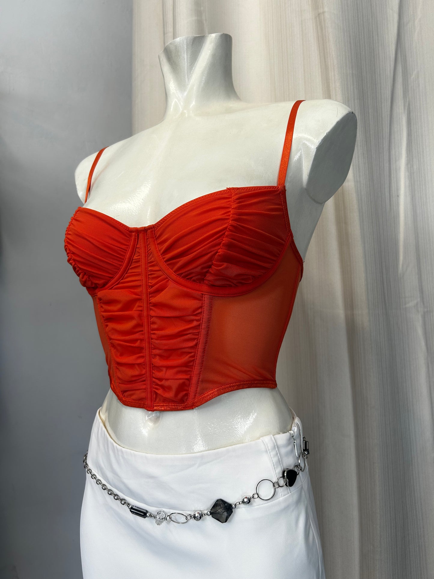 Glassons orange mesh corset top