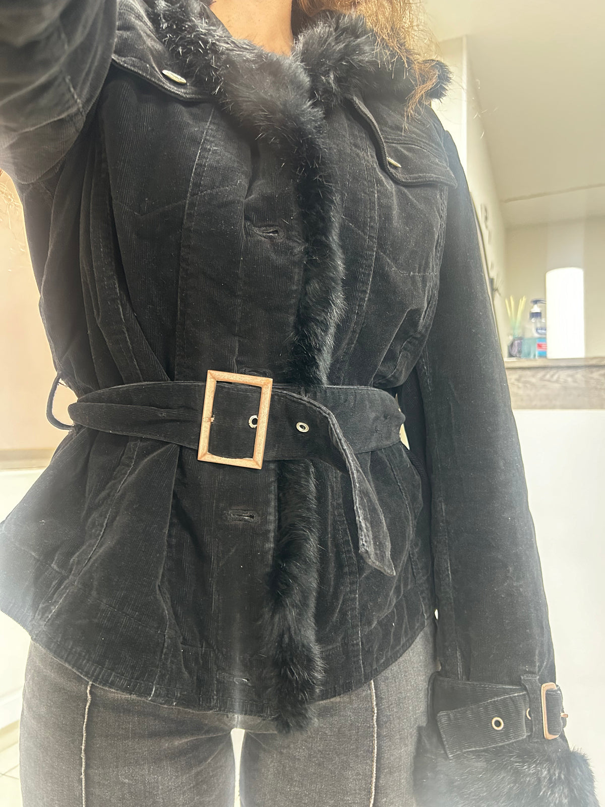 Oviesse corduroy jacket with real fur
