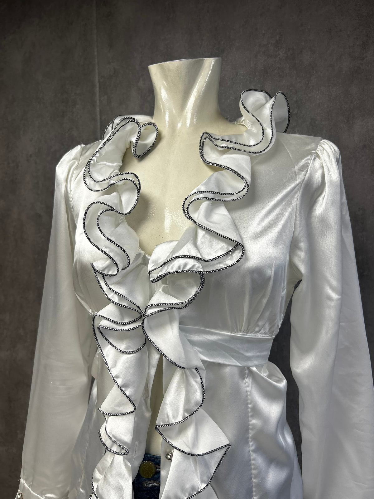 Vintage satin ruffle shirt