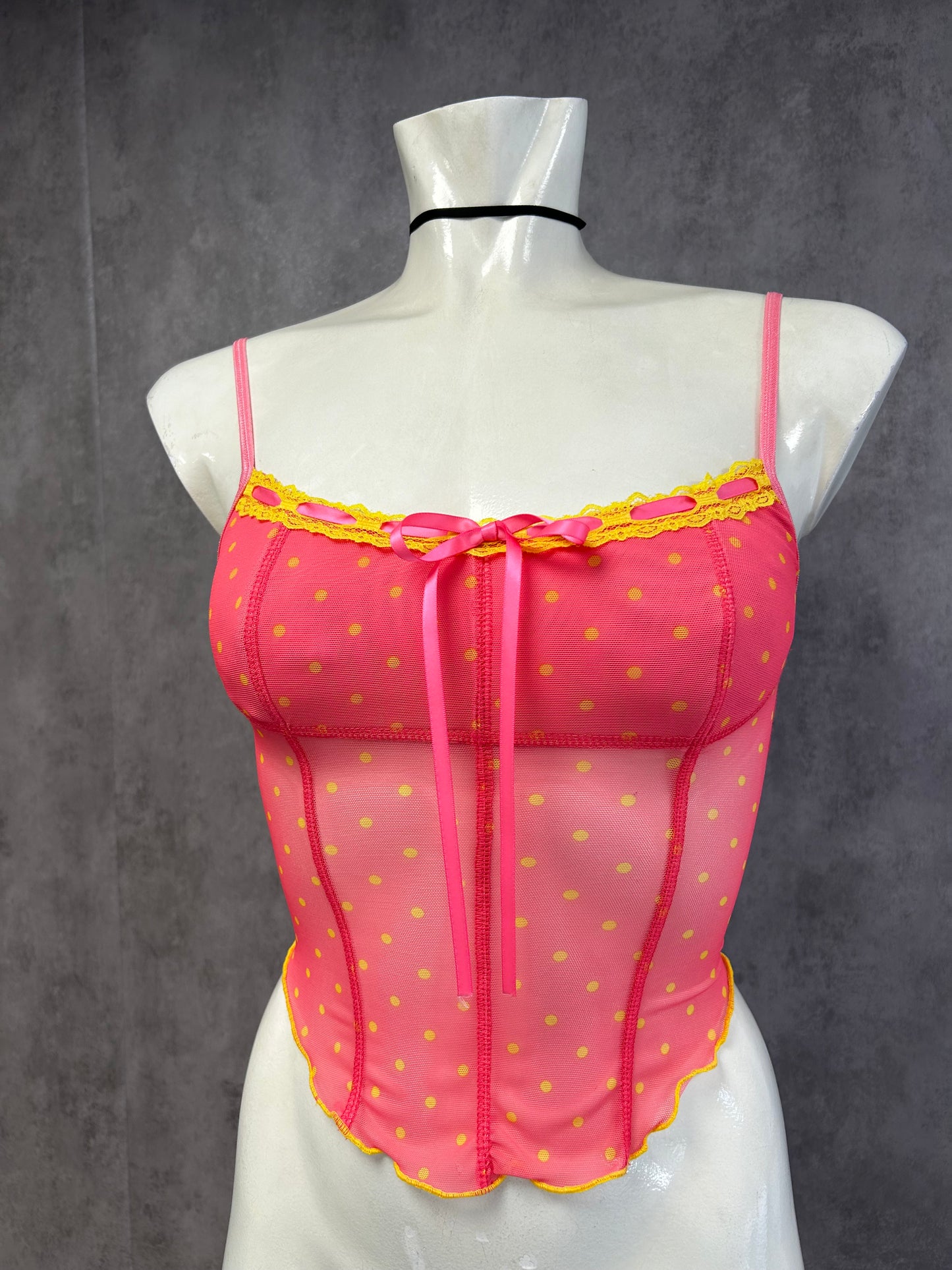 Y2K Deadstock polka dot corset top