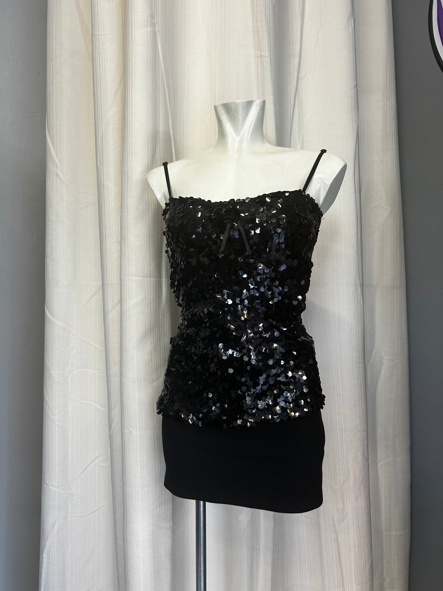 Vintage sequin black top