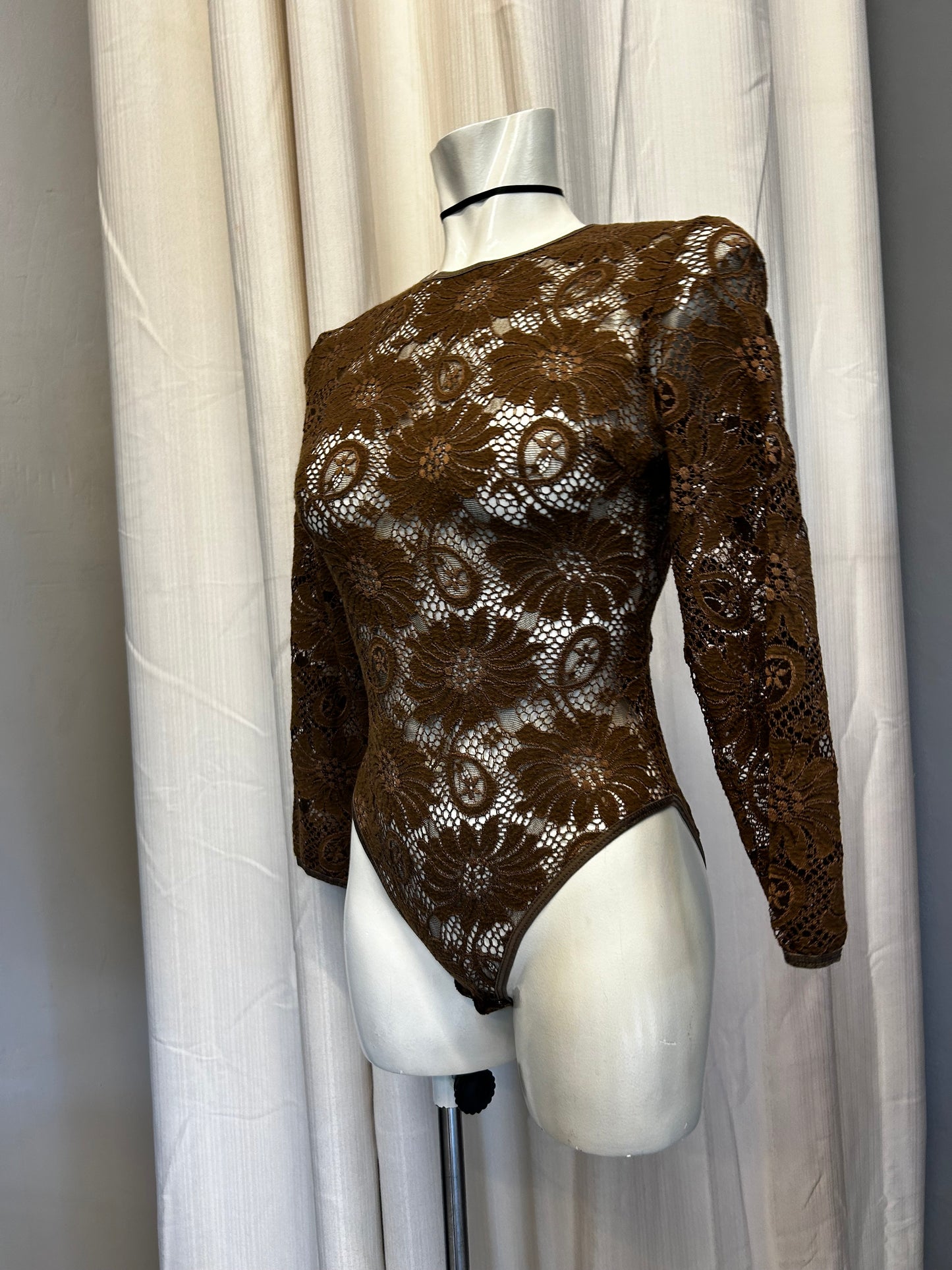 Vintage brown lace bodysuit