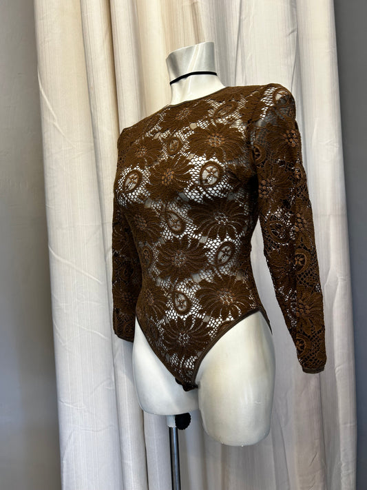 Vintage brown lace bodysuit