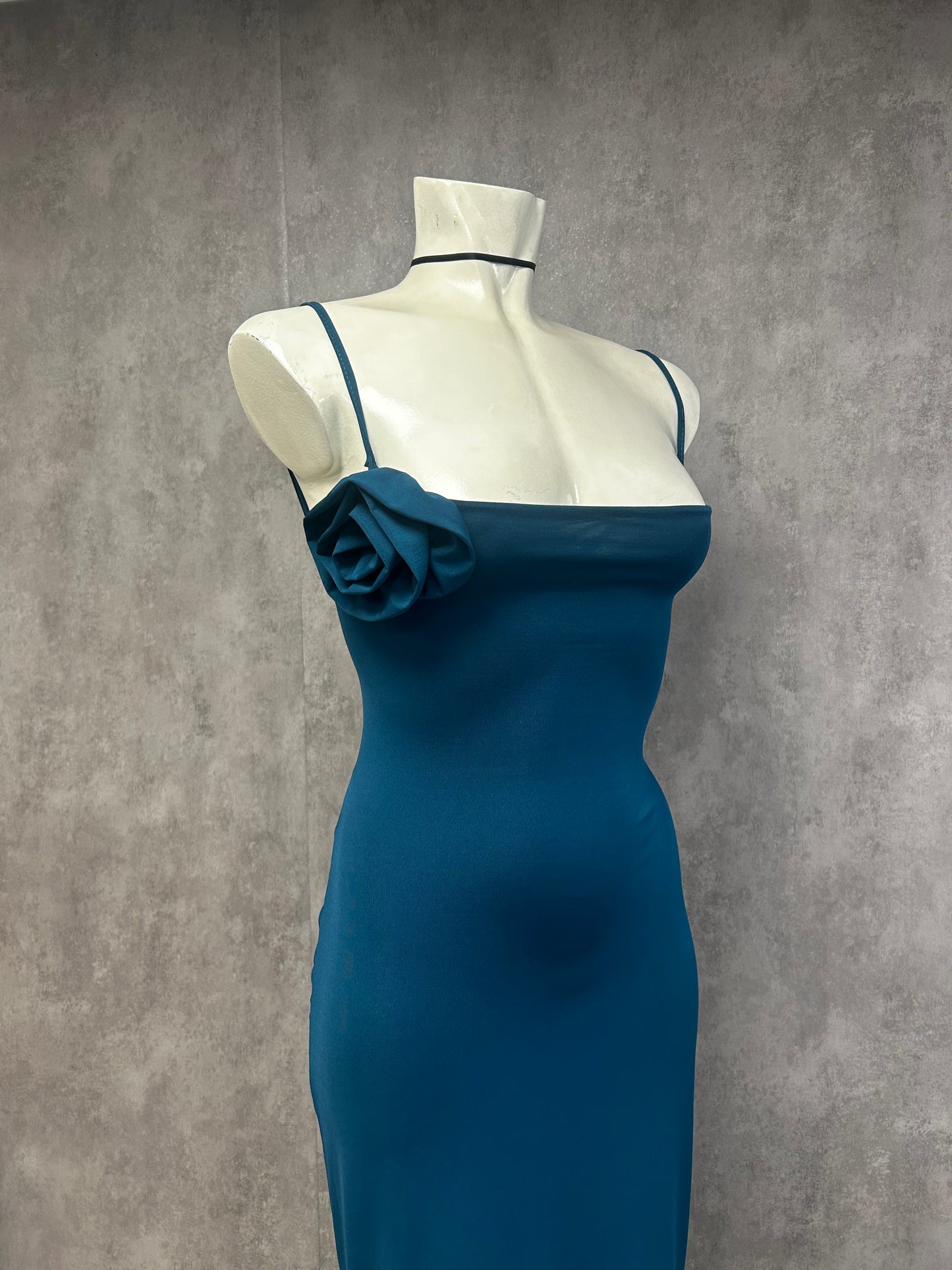 Maxi petrol backless dress