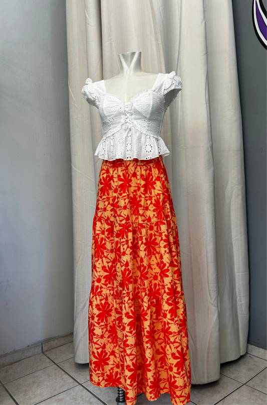 Patterned maxi skirt