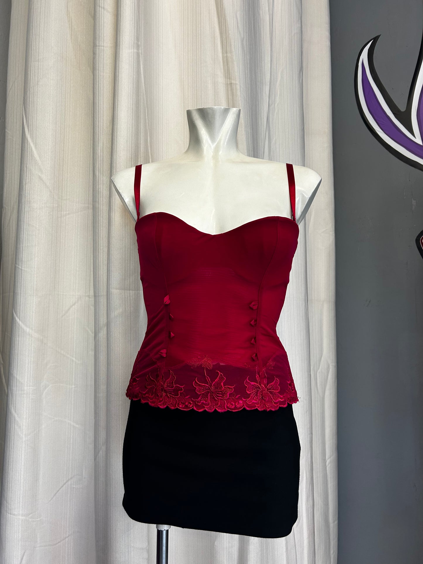 Red mesh corset