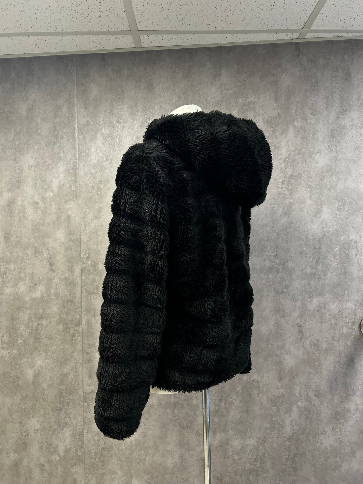 Black faux fur jacket