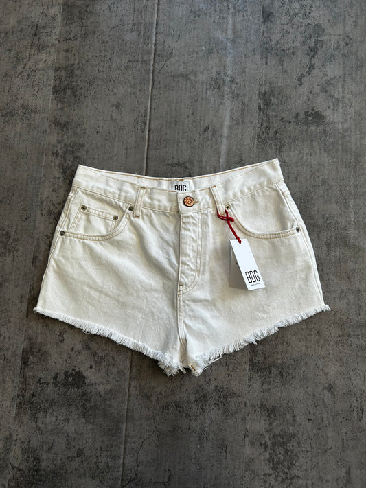 BDG white denim shorts