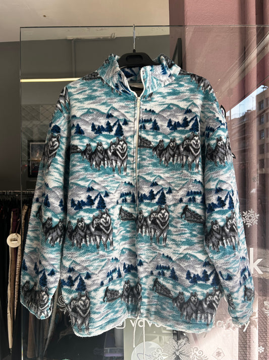 Vintage wolf patterned fleece