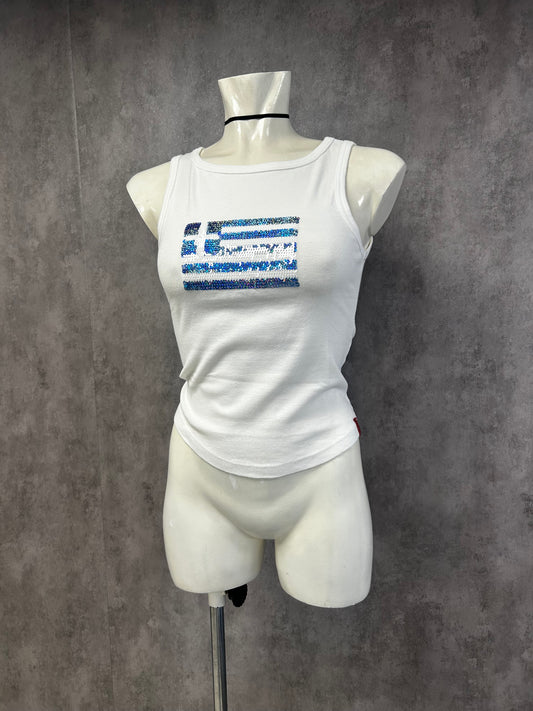 Eurovision 2004 sequin Greek flag top