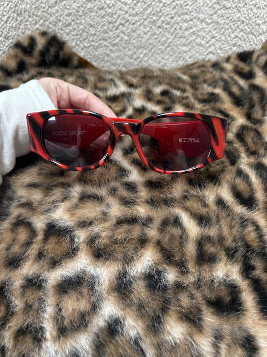 Y2K tiger print red sunglasses