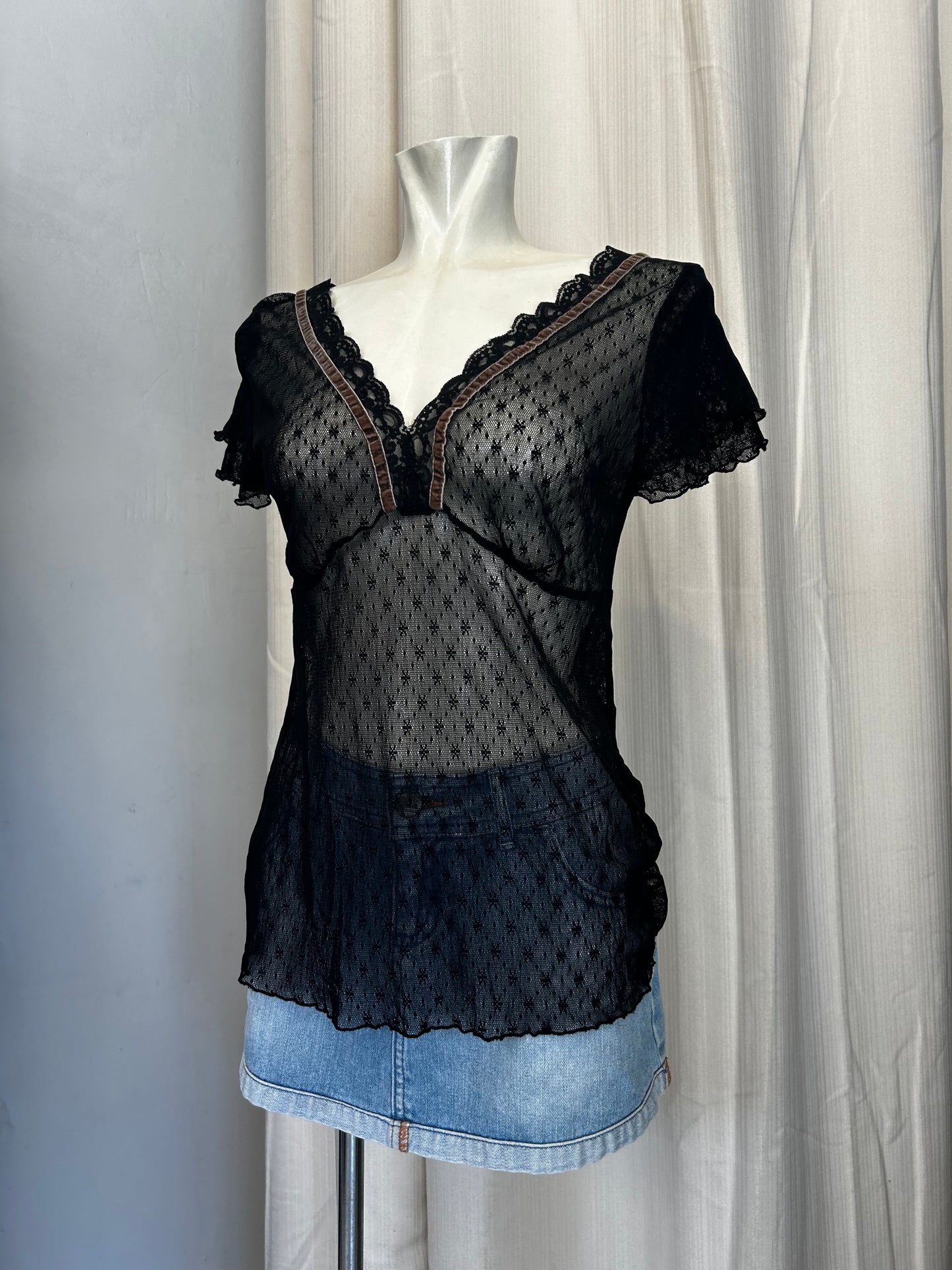 Black mesh top