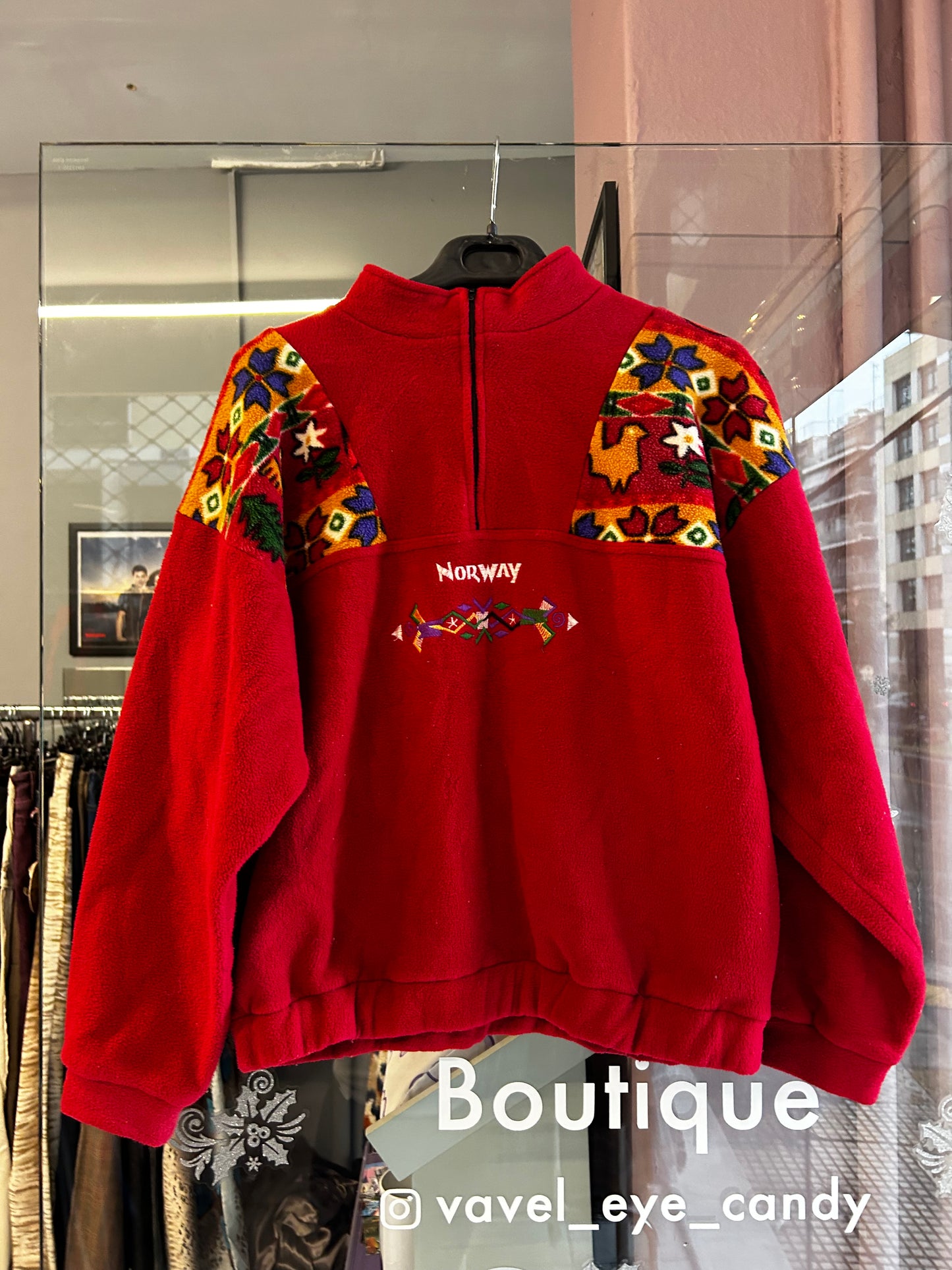 Vintage patterned thick red fleece