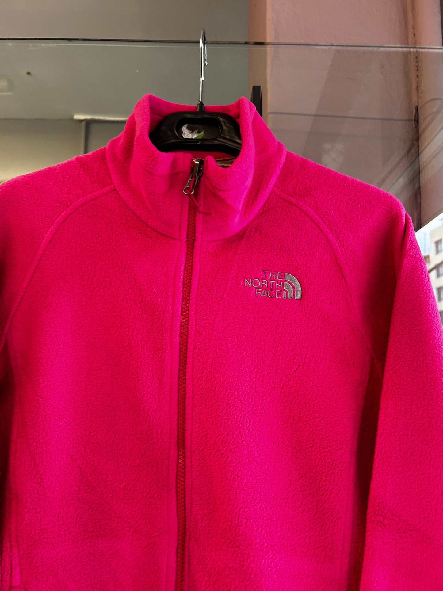North face pink fleece jacket