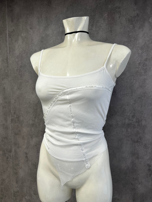 Y2K white lace tank top