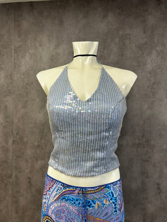 Vitsio baby blue sequin top