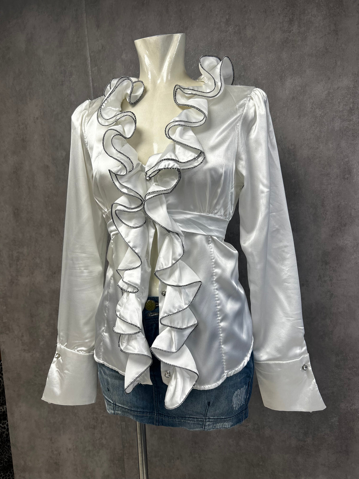 Vintage satin ruffle shirt