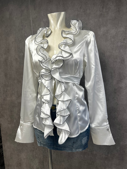 Vintage satin ruffle shirt