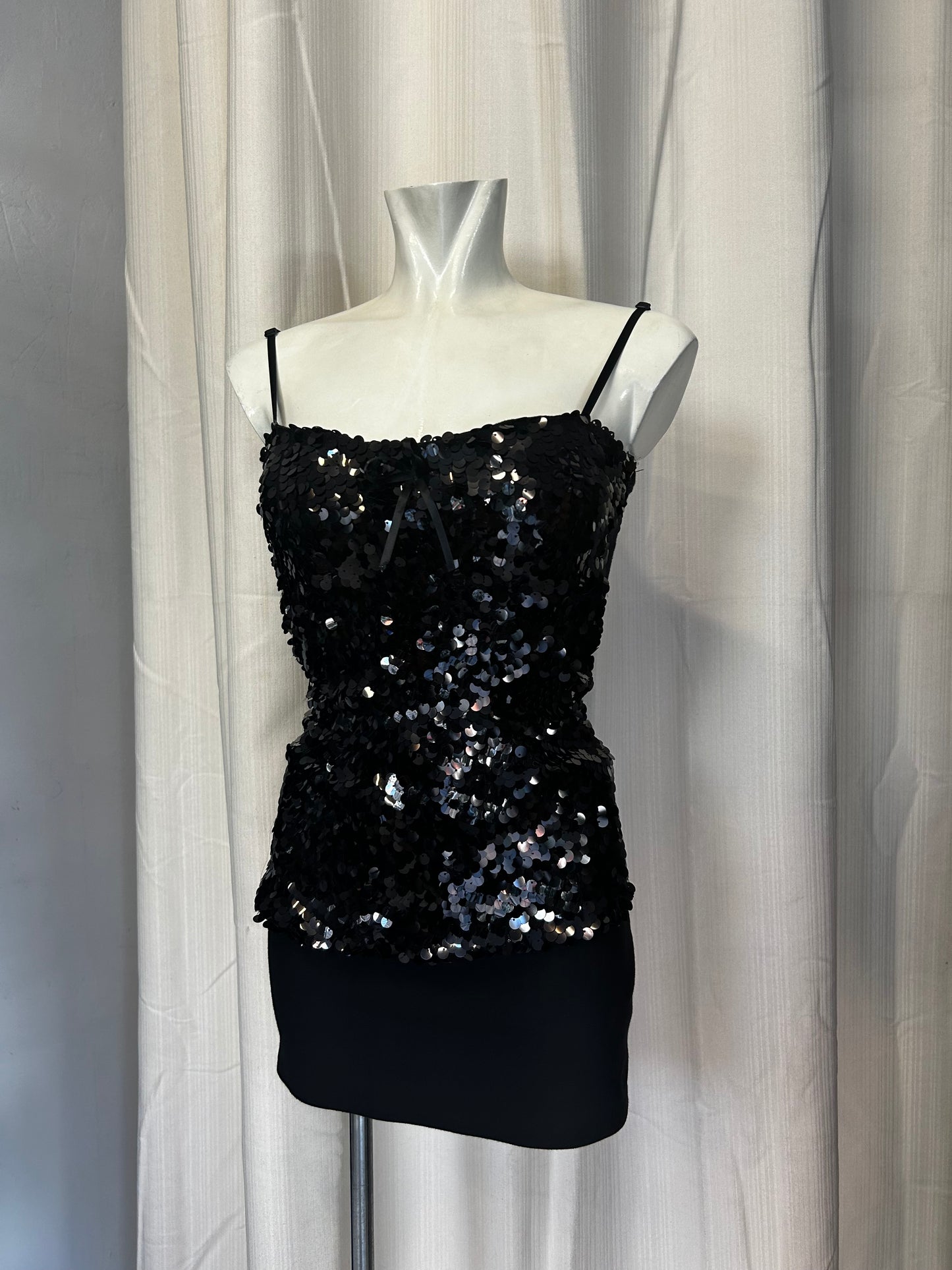 Vintage sequin black top