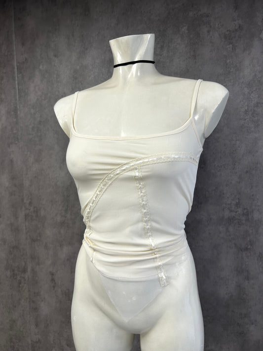 Y2K off white lace tank top