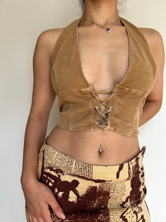 Corduroy backless vest