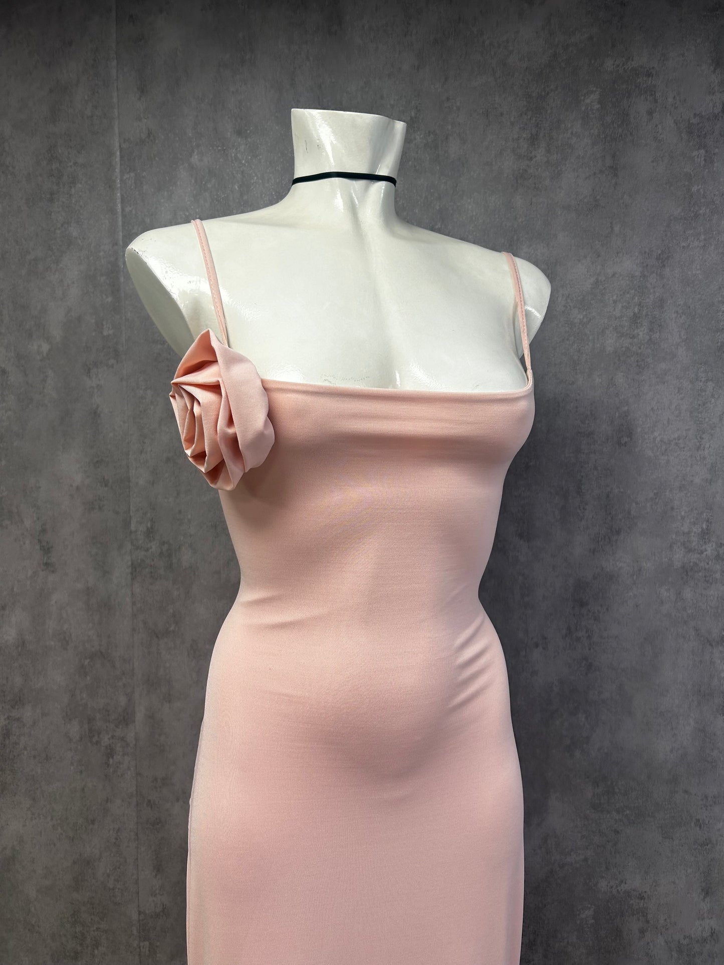 Backless baby pink maxi dress
