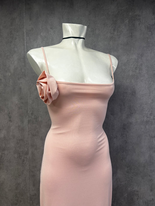 Maxi baby pink backless dress