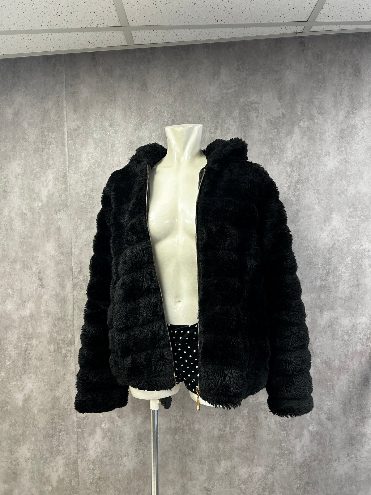 Black faux fur jacket