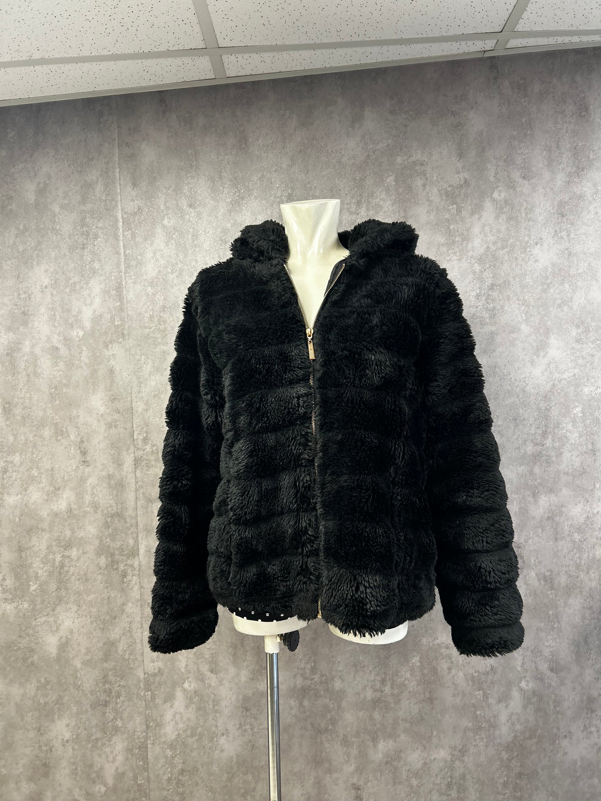 Black faux fur jacket