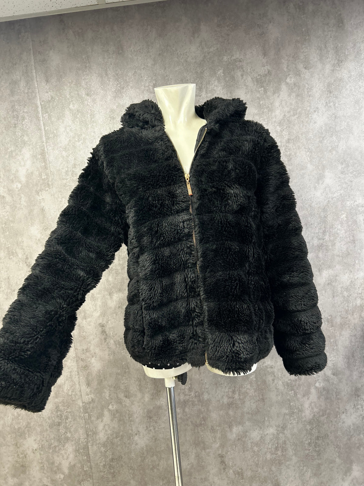 Black faux fur jacket