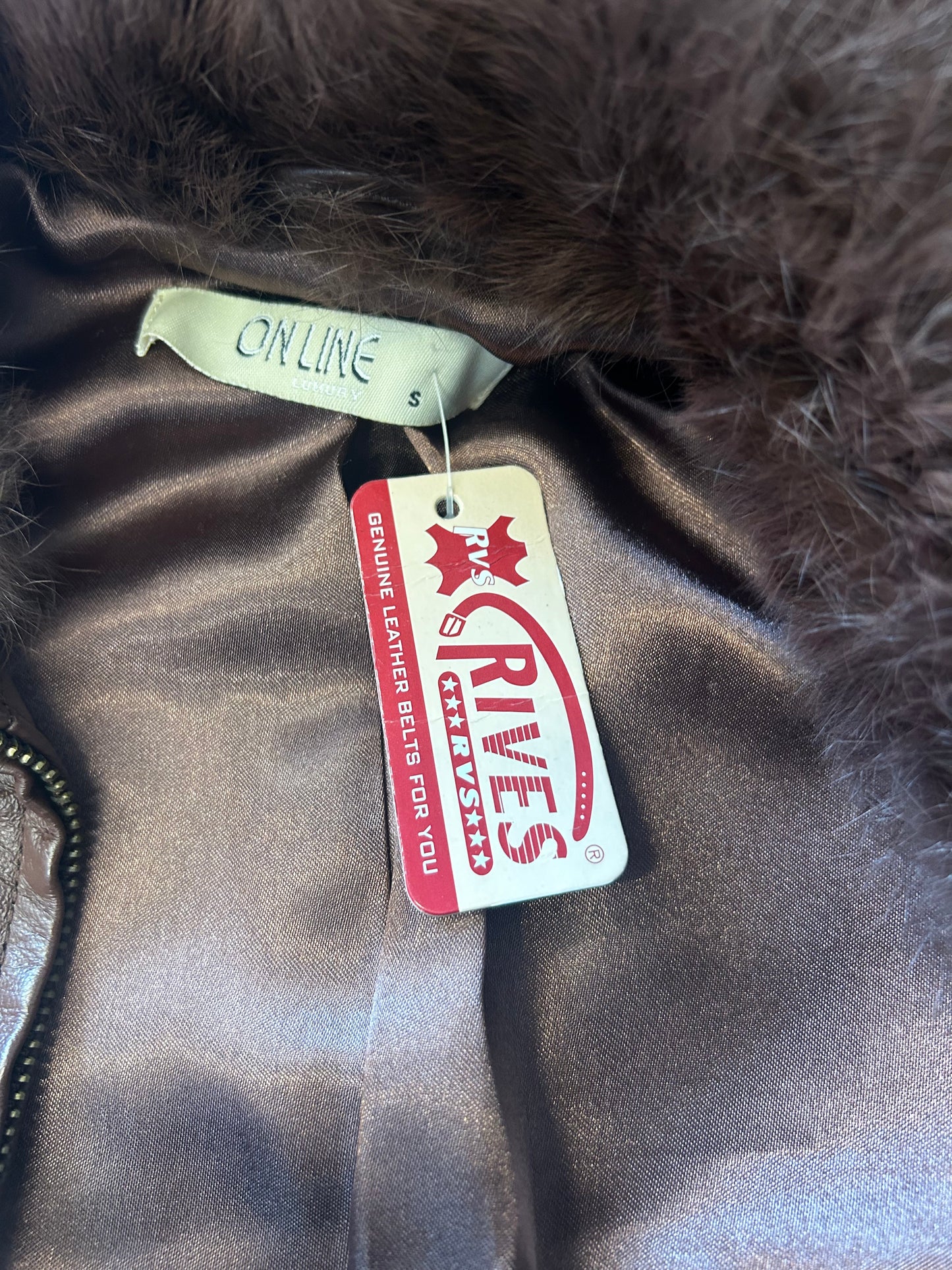 On Line brown real fur jacket