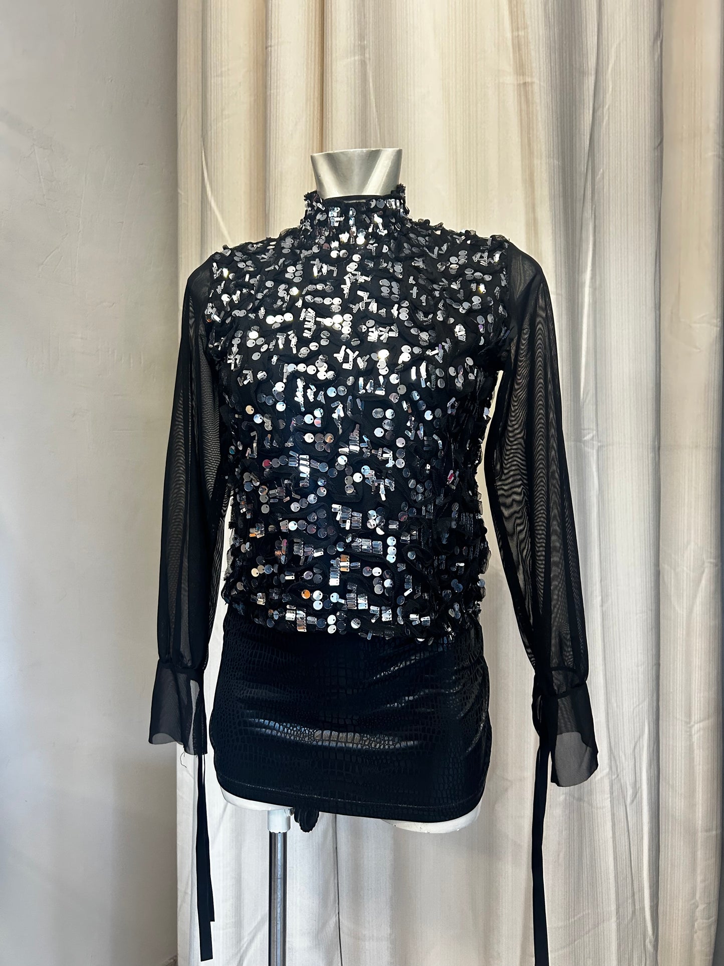 Top shop sequin mesh top