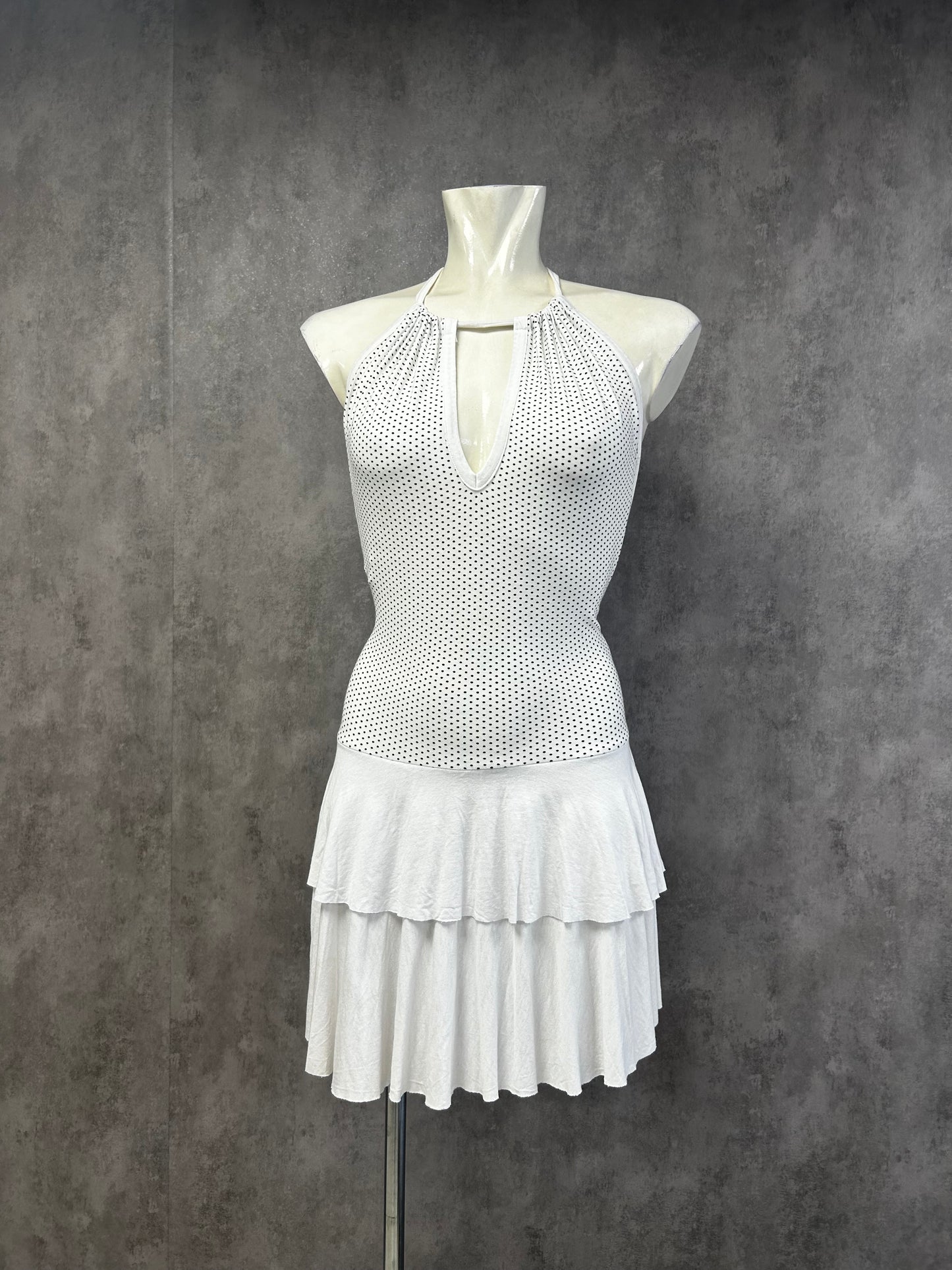 Extrose polka dot backless dress