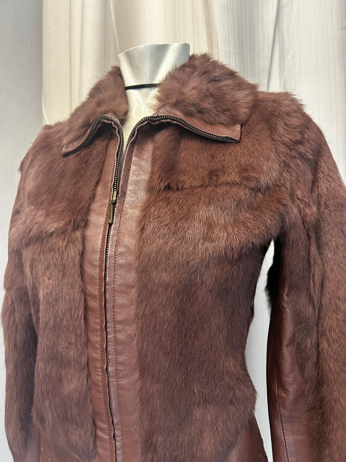 On Line brown real fur jacket
